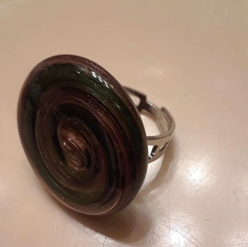 ☄Vintage Two-Tone Sparkly Acrylic Swirl Ri…
